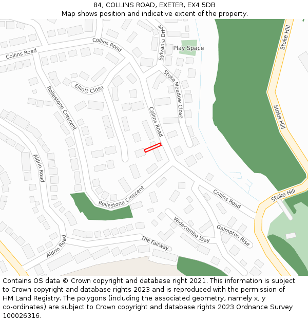 84, COLLINS ROAD, EXETER, EX4 5DB: Location map and indicative extent of plot
