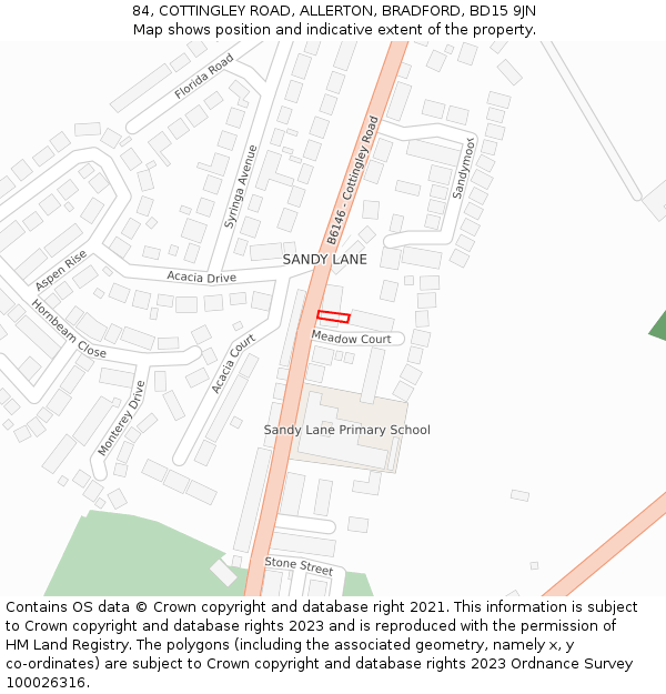 84, COTTINGLEY ROAD, ALLERTON, BRADFORD, BD15 9JN: Location map and indicative extent of plot