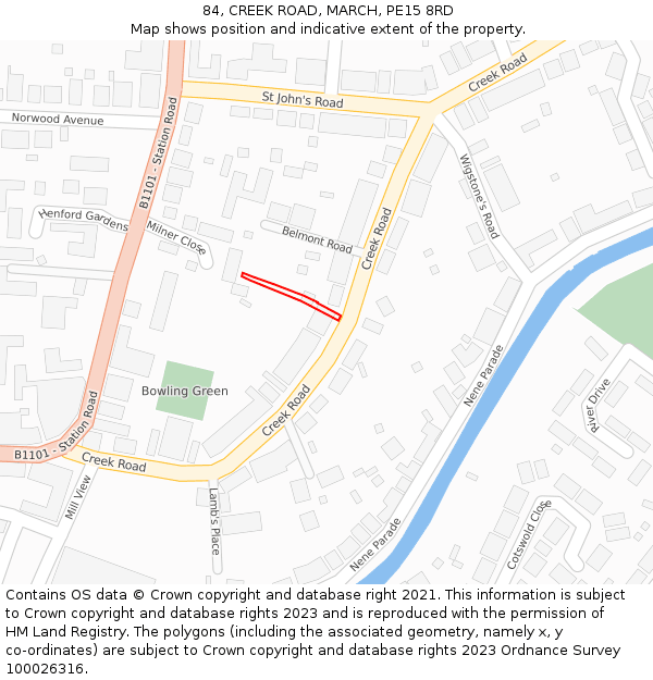 84, CREEK ROAD, MARCH, PE15 8RD: Location map and indicative extent of plot