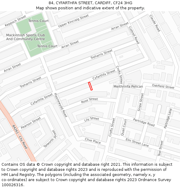 84, CYFARTHFA STREET, CARDIFF, CF24 3HG: Location map and indicative extent of plot