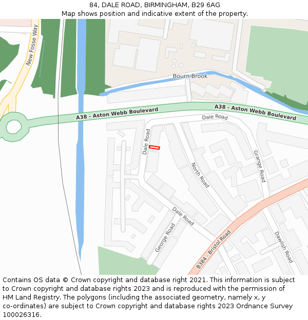 84, DALE ROAD, BIRMINGHAM, B29 6AG: Location map and indicative extent of plot
