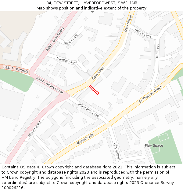 84, DEW STREET, HAVERFORDWEST, SA61 1NR: Location map and indicative extent of plot