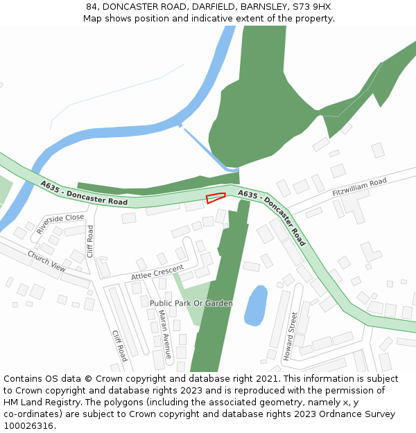 84, DONCASTER ROAD, DARFIELD, BARNSLEY, S73 9HX: Location map and indicative extent of plot