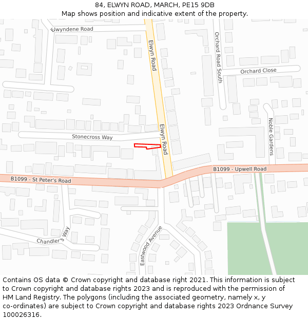 84, ELWYN ROAD, MARCH, PE15 9DB: Location map and indicative extent of plot