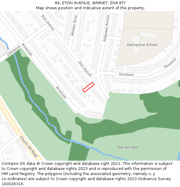 84, ETON AVENUE, BARNET, EN4 8TY: Location map and indicative extent of plot