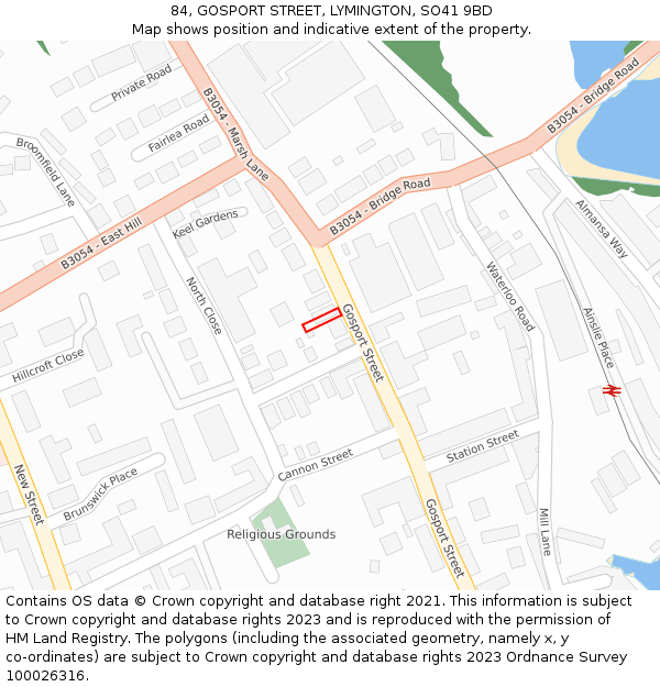 84, GOSPORT STREET, LYMINGTON, SO41 9BD: Location map and indicative extent of plot