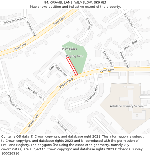 84, GRAVEL LANE, WILMSLOW, SK9 6LT: Location map and indicative extent of plot