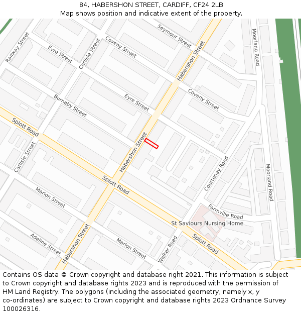 84, HABERSHON STREET, CARDIFF, CF24 2LB: Location map and indicative extent of plot