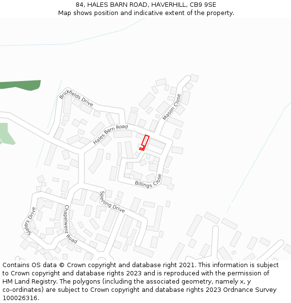 84, HALES BARN ROAD, HAVERHILL, CB9 9SE: Location map and indicative extent of plot