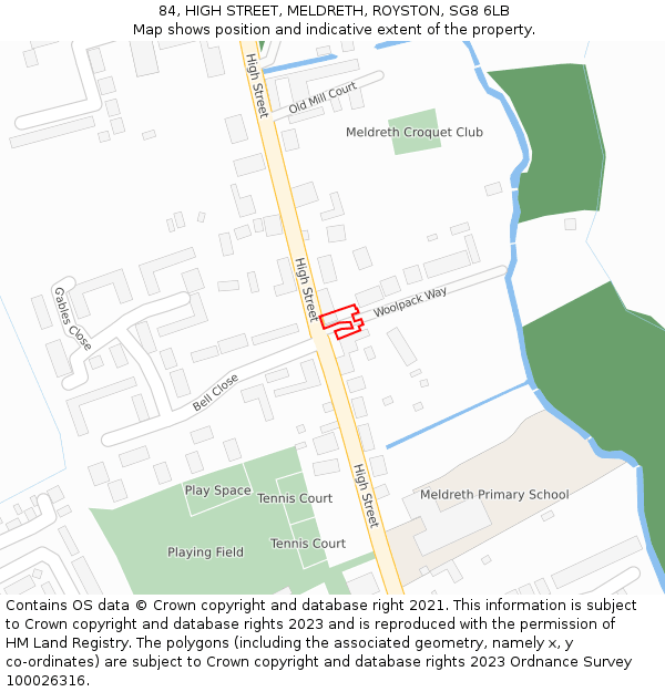 84, HIGH STREET, MELDRETH, ROYSTON, SG8 6LB: Location map and indicative extent of plot