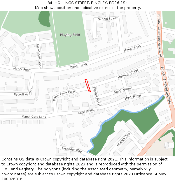 84, HOLLINGS STREET, BINGLEY, BD16 1SH: Location map and indicative extent of plot