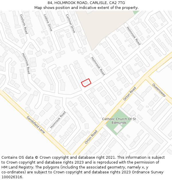 84, HOLMROOK ROAD, CARLISLE, CA2 7TG: Location map and indicative extent of plot
