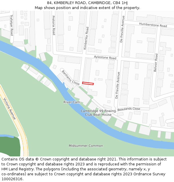 84, KIMBERLEY ROAD, CAMBRIDGE, CB4 1HJ: Location map and indicative extent of plot