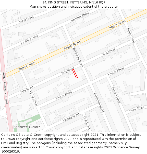 84, KING STREET, KETTERING, NN16 8QP: Location map and indicative extent of plot