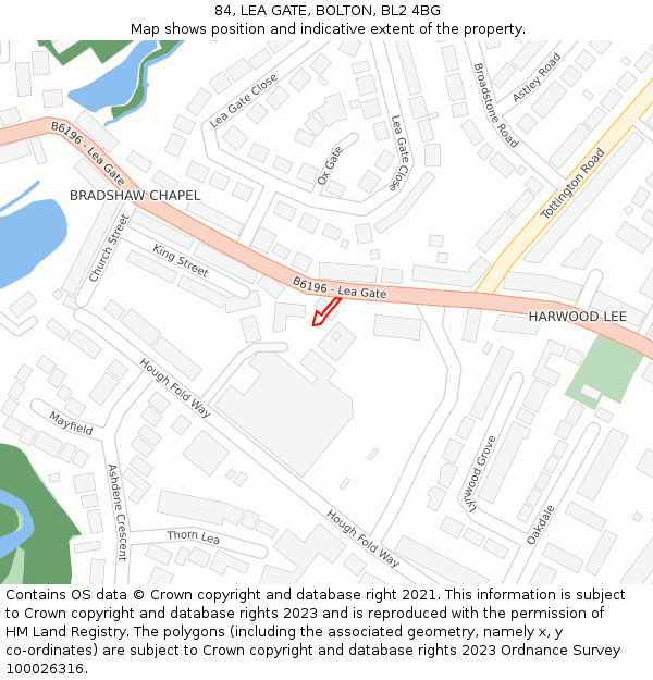 84, LEA GATE, BOLTON, BL2 4BG: Location map and indicative extent of plot