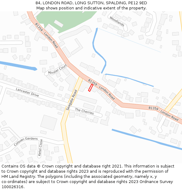 84, LONDON ROAD, LONG SUTTON, SPALDING, PE12 9ED: Location map and indicative extent of plot