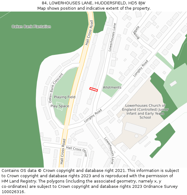 84, LOWERHOUSES LANE, HUDDERSFIELD, HD5 8JW: Location map and indicative extent of plot