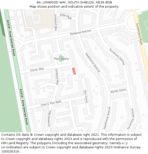 84, LYNWOOD WAY, SOUTH SHIELDS, NE34 8DB: Location map and indicative extent of plot