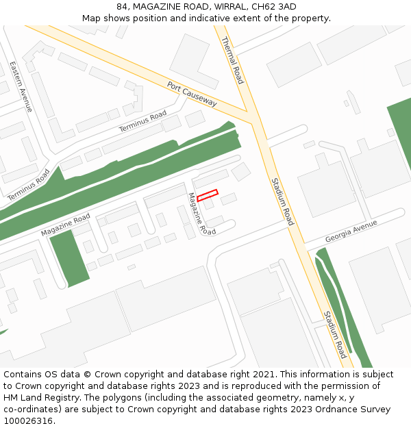 84, MAGAZINE ROAD, WIRRAL, CH62 3AD: Location map and indicative extent of plot
