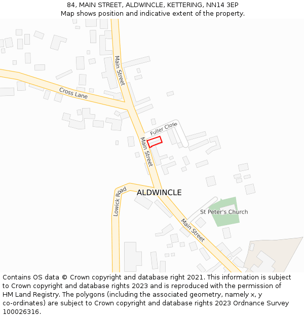 84, MAIN STREET, ALDWINCLE, KETTERING, NN14 3EP: Location map and indicative extent of plot