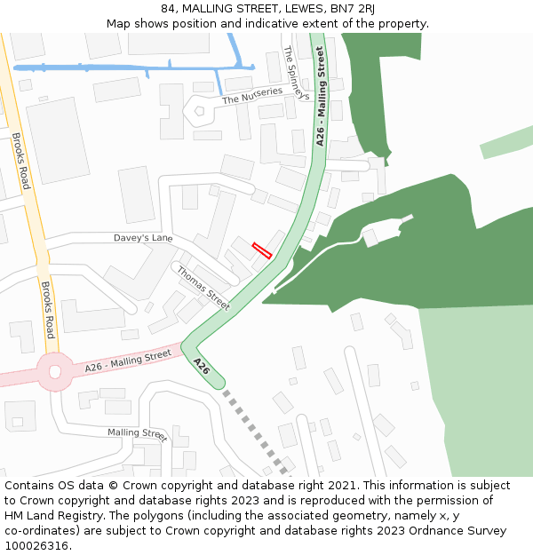 84, MALLING STREET, LEWES, BN7 2RJ: Location map and indicative extent of plot
