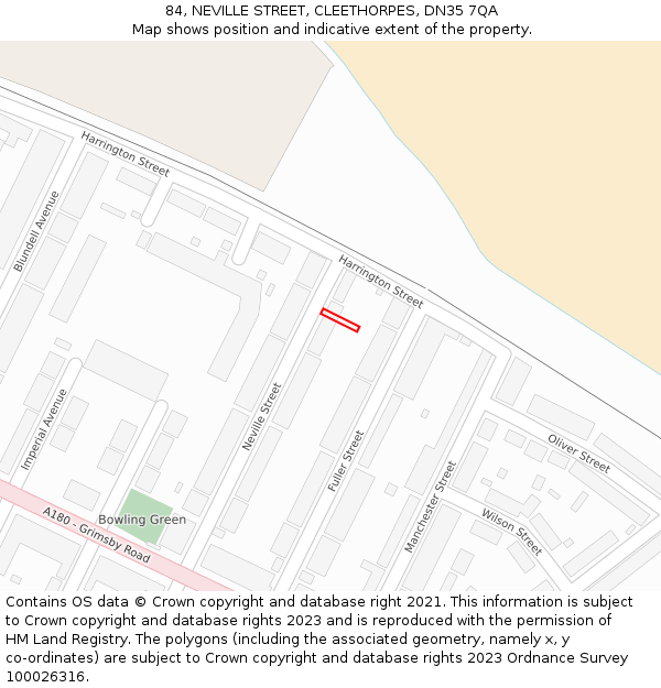 84, NEVILLE STREET, CLEETHORPES, DN35 7QA: Location map and indicative extent of plot