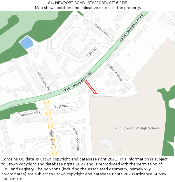 84, NEWPORT ROAD, STAFFORD, ST16 1DB: Location map and indicative extent of plot