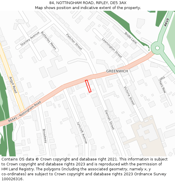 84, NOTTINGHAM ROAD, RIPLEY, DE5 3AX: Location map and indicative extent of plot
