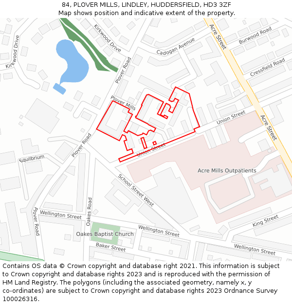 84, PLOVER MILLS, LINDLEY, HUDDERSFIELD, HD3 3ZF: Location map and indicative extent of plot