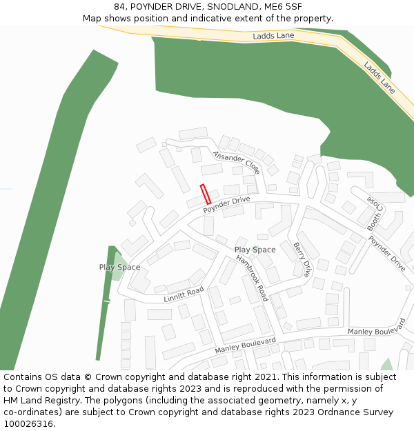 84, POYNDER DRIVE, SNODLAND, ME6 5SF: Location map and indicative extent of plot