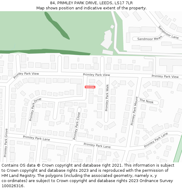 84, PRIMLEY PARK DRIVE, LEEDS, LS17 7LR: Location map and indicative extent of plot