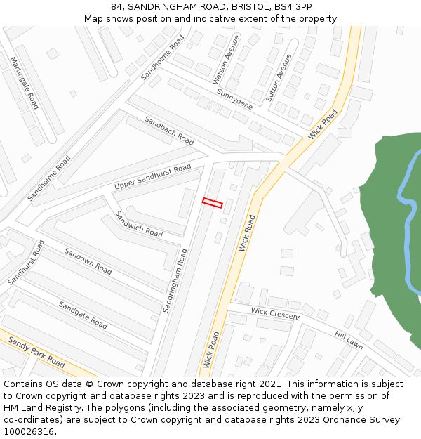 84, SANDRINGHAM ROAD, BRISTOL, BS4 3PP: Location map and indicative extent of plot