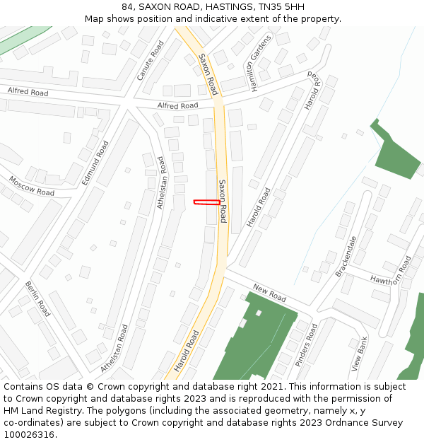 84, SAXON ROAD, HASTINGS, TN35 5HH: Location map and indicative extent of plot