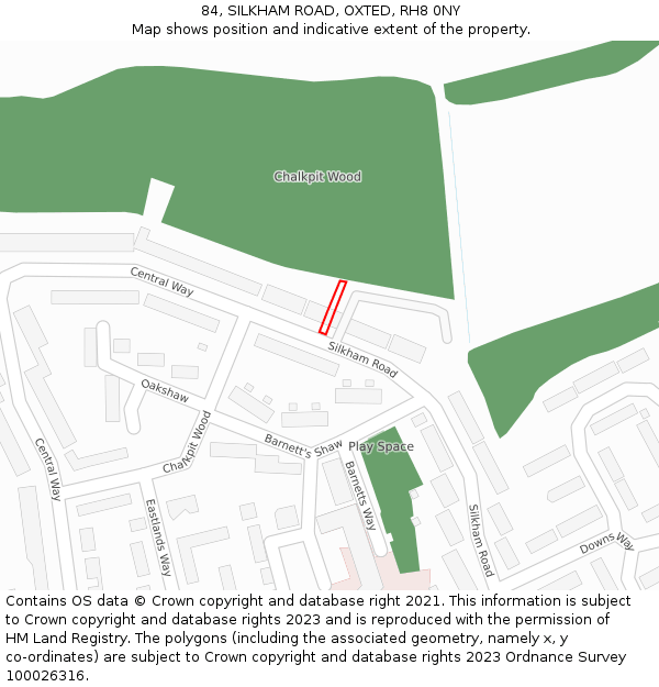 84, SILKHAM ROAD, OXTED, RH8 0NY: Location map and indicative extent of plot