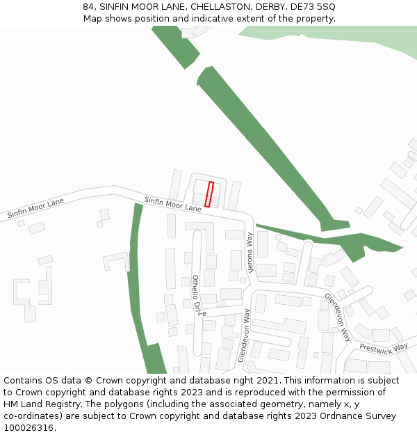 84, SINFIN MOOR LANE, CHELLASTON, DERBY, DE73 5SQ: Location map and indicative extent of plot