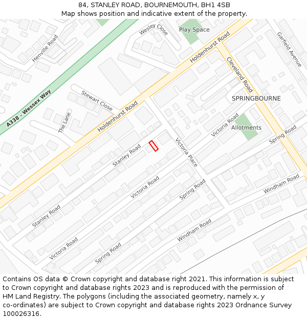 84, STANLEY ROAD, BOURNEMOUTH, BH1 4SB: Location map and indicative extent of plot