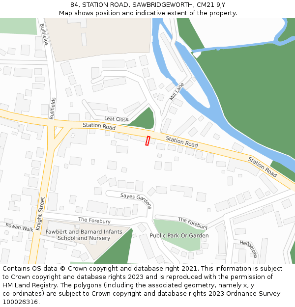 84, STATION ROAD, SAWBRIDGEWORTH, CM21 9JY: Location map and indicative extent of plot