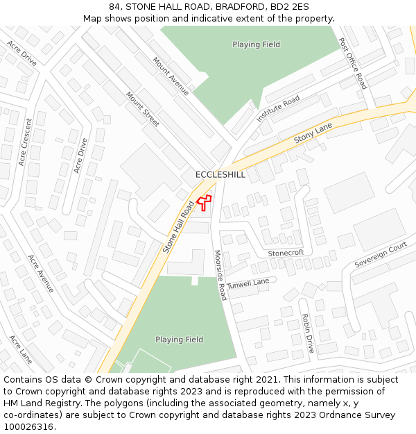 84, STONE HALL ROAD, BRADFORD, BD2 2ES: Location map and indicative extent of plot