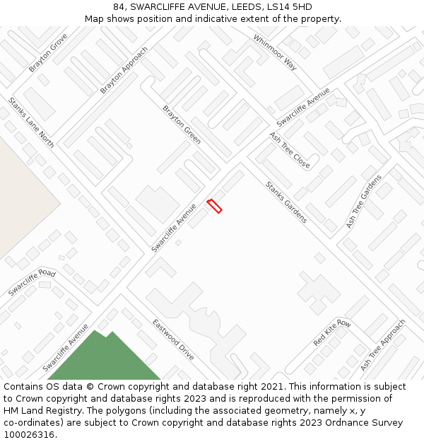84, SWARCLIFFE AVENUE, LEEDS, LS14 5HD: Location map and indicative extent of plot