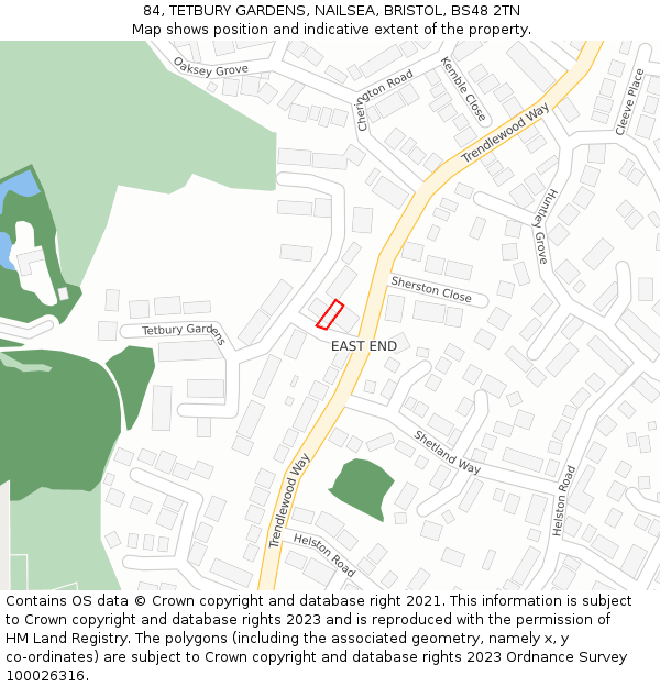 84, TETBURY GARDENS, NAILSEA, BRISTOL, BS48 2TN: Location map and indicative extent of plot