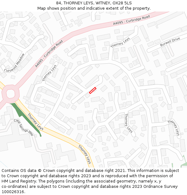 84, THORNEY LEYS, WITNEY, OX28 5LS: Location map and indicative extent of plot