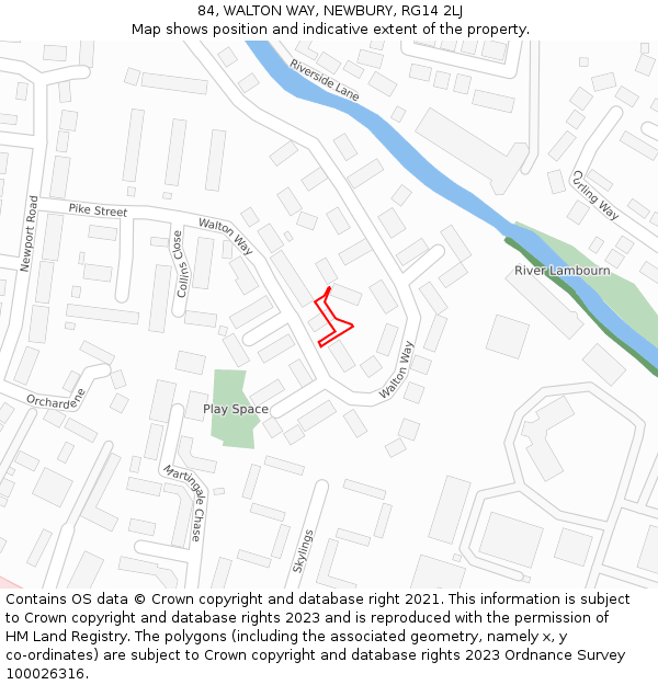 84, WALTON WAY, NEWBURY, RG14 2LJ: Location map and indicative extent of plot