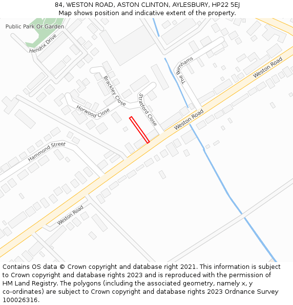 84, WESTON ROAD, ASTON CLINTON, AYLESBURY, HP22 5EJ: Location map and indicative extent of plot