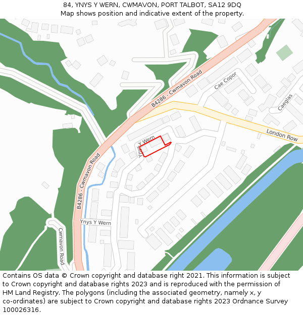 84, YNYS Y WERN, CWMAVON, PORT TALBOT, SA12 9DQ: Location map and indicative extent of plot
