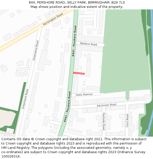 844, PERSHORE ROAD, SELLY PARK, BIRMINGHAM, B29 7LS: Location map and indicative extent of plot