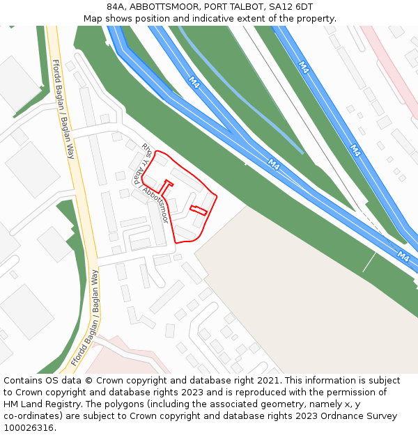 84A, ABBOTTSMOOR, PORT TALBOT, SA12 6DT: Location map and indicative extent of plot