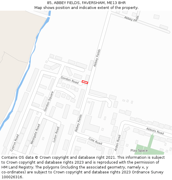 85, ABBEY FIELDS, FAVERSHAM, ME13 8HR: Location map and indicative extent of plot