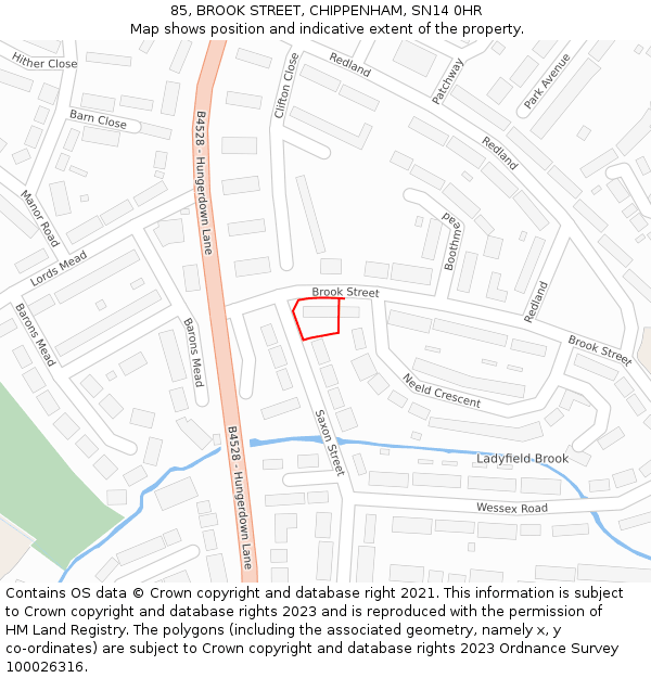 85, BROOK STREET, CHIPPENHAM, SN14 0HR: Location map and indicative extent of plot