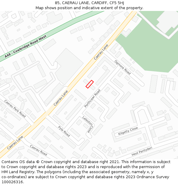 85, CAERAU LANE, CARDIFF, CF5 5HJ: Location map and indicative extent of plot