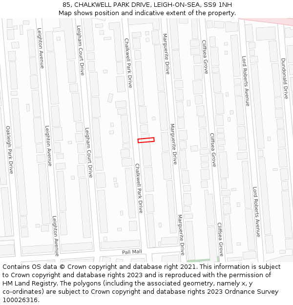 85, CHALKWELL PARK DRIVE, LEIGH-ON-SEA, SS9 1NH: Location map and indicative extent of plot